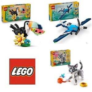 BUNDLE OF 3: LEGO Creator 3 in 1 Aircraft Plane, Tropical Toucan & Playful Cat